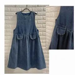 立体ポケット デニムロングワンピース