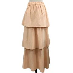 チャオパニック ティピー CIAOPANIC TYPY スカート フレア ティアード ロング ウエストゴム リネン混 無地 ONE オレンジ