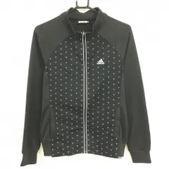 【美品】アディダス ジャケット 黒×杢ダークグレー×グレー フロント柄 切替 胸ロゴ メンズ M/M ゴルフウェア adidas