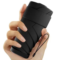 Copulan 日傘 レディース コンパクト 折りたたみ傘 超軽量UVカット100% 晴雨兼用 完全遮光 持ち運びに便利 紫外線遮断 高強度グラスファイバー 6本骨 日焼け防止 折り畳み傘 耐風撥水 携帯便利 小型 手動 耐久 収納ポーチ付き 1