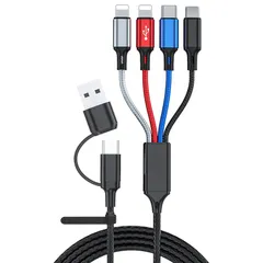 6-in-1 マルチ充電ケーブル 1.8メートル、複数のデバイスに対応した充電ケーブル、Phone、USB-C、Micro USBに対応 - マルチエンドusbケーブルは2.4Aの高速充電をサポートし、USBおよびUSB-C電源アダプタをサポートします 1