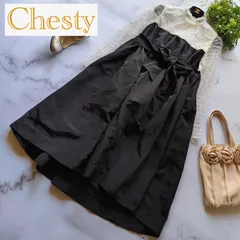 24SS タグ付 チェスティ ドットチュールタフタワンピース ウエストリボン 0