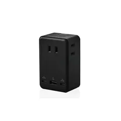 エレコム 電源タップ USB付き 合計最大65W PD対応 Type-C×2 USB-A×1 ACプラグ×3 雷ガード ホコリ防止シャッター ブラック ECT-43-3AC2BK 1
