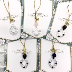 【福祉施設制作】　「パワーストーンストラップ（水晶・タイガーアイ・ローズクォーツ・オニキス・ラピスラズリ）」　NO.4930