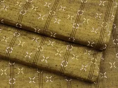 平和屋着物●極上　越後花織紬　桑茶色地　逸品　未使用　CYAA4678s6