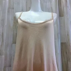☆ 光沢ロングキャミソールワンピース M ベージュ 無地 ポリエステル100％