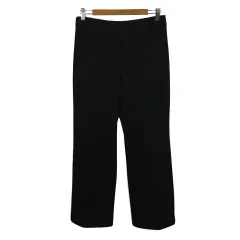 ザラ ベーシック ZARA BASIC COLLECTION パンツ ストレート ロング ストレッチ ウエストゴム 無地 USA L 黒 ブラック