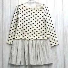 PETIT BATEAU プチバトー ドット 切り替え ワンピース リボン  8ans/128cm