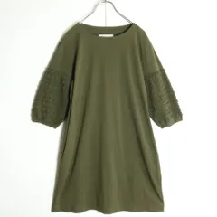 【美品】ピンクハウス★ふんわりピコフリル袖♪ ミニワンピース カーキグリーン系 z18961のサムネイル