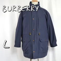 【美品】BURBERRYS オールドバーバリー 90sヴィンテージ 三陽商会 3WAY ハリントンジャケット変形ライナー付 中綿ハーフコート L 紺ネイビー 【古着】【中古】【送料無料】