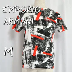 【極美品】EMPORIO ARMANIエンポリオアルマーニ EA7 総柄グラフィック コットン製Tシャツ M (JPN L) 白ホワイト 【古着】【中古】【送料無料】