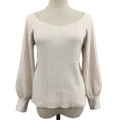 プロポーション ボディドレッシング PROPORTION BODY DRESSING カットソー ニット プルオーバー Vネック リブ 無地 長袖 S ベージュ