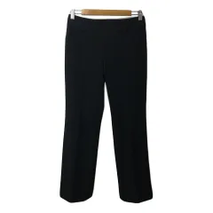 クレージュ courreges パンツ ストレート ロング センタープレス 無地 ナイロン 36 黒 ブラック