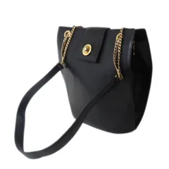Celine / セリーヌ サークルロゴ チェーン 肩掛けショルダーバッグ カーフレザー ブラック NO Bランク