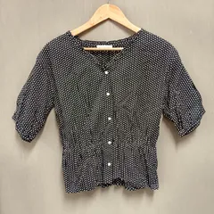 エヘカソポ ehka sopo ドット柄ウエスト切り替えトップス 【M】