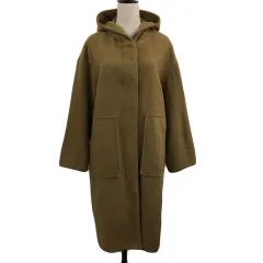 ダブルクローゼット w closet コート ロング シングル フード メルトン 無地 長袖 F 茶 ベージュ ブラウンのサムネイル