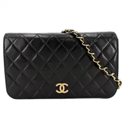 シャネル ショルダーバッグ レディース ココマーク マトラッセ23 フルフラップ 肩掛け 斜め掛け CHANEL ラムスキン ブラック 黒 ゴールド金具【中古品】
