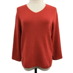 オペークドットクリップ OPAQUE.CLIP Filivivi セーター ニット Vネック プルオーバー 無地 長袖 38/M 赤 レッド