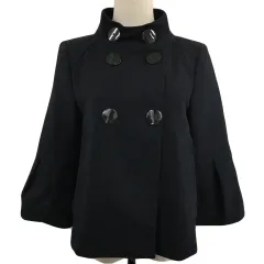 ザラ ベーシック ZARA BASIC ジャケット ダブル 無地 フレアスリーブ 長袖 USA M 黒 ブラック