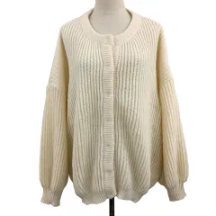 フィフス fifth カーディガン ニット クルーネック 無地 長袖 白 ホワイト