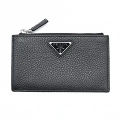 PRADA プラダ ファスナー付 ヴィッテロダイノレザー カードケース ブラック コインカードホルダー 2MC086 黒 小物入れ クレジットカード入れ パスケース ユニセックス メンズレディース フラグメントケース (30431)