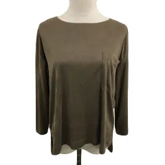 メイソングレイ MAYSON GREY カットソー プルオーバー ラウンドネック 無地 七分袖 2 茶 ブラウン