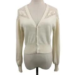 スナイデル SNIDEL カーディガン ニット Vネック 刺繍 シアー アンゴラ混 長袖 F ベージュ