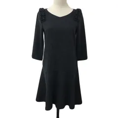 ジルバイジルスチュアート JILL by JILLSTUART ワンピース フレア ミニ Vネック フリル 無地 七分袖 S グレー