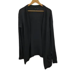 ザラマン ZARA MAN カーディガン ニット 前開き アシンメトリー 無地 長袖 USA M グレー