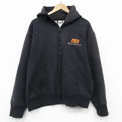 XL/古着 キャンバー 長袖 フルジップ スウェット パーカー メンズ 90年代 90s MB 大きいサイズ USA製 黒 内側サーマル【spe】 26feb17