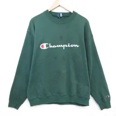 L/古着 チャンピオン champion 長袖 スウェット メンズ 90年代 90s ビッグロゴ クルーネック USA製 緑 26feb18