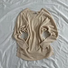 ドルマンスリーブ Vネック ニット アイボリー シンプル ゆったり 無地 ベーシック