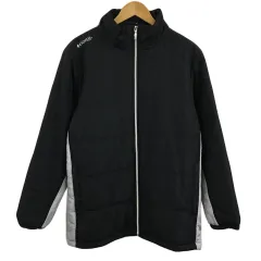 ケイパ Kaepa コート 中綿 ミドル スタンドカラー ジップアップ ロゴ 刺繍 ライン 長袖 L 黒 グレー ブラック