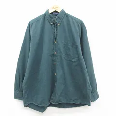 XL/古着 バンヒューセン 長袖 シャツ メンズ 90年代 90s 大きいサイズ コットン ボタンダウン 濃緑 26feb17