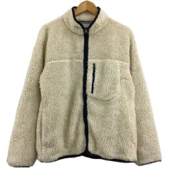 フリークスストア FREAKS STORE ジャケット フリース ボア ジップアップ 長袖 L 白 紺 ホワイト ネイビーのサムネイル