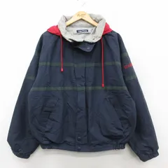 XL/古着 ノーティカ 長袖 ブランド ナイロン ジャケット パーカー メンズ 90年代 90s ワンポイントロゴ リバーシブル 紺他 内側フリース 26feb18