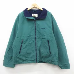 XL/古着 エディーバウアー 長袖 ナイロン ジャケット メンズ 00年代 00s ワンポイントロゴ 緑 内側フリース 26feb18