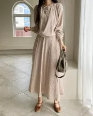 新品 シャーリング プリーツ カーディガンジャケット ISTJ VENDING MACHINE Ver. ロング丈スカート セットアップ 秋 セットアップ ゲストルック