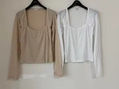 新品 スムーズ 伸縮性が良い スクエアネック インナーロングスリーブ T シャツ