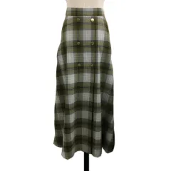 ビーミングバイビームス B:MING LIFE STORE by BEAMS スカート フレア ロング ラップ風 チェック M グレー 緑 グリーン