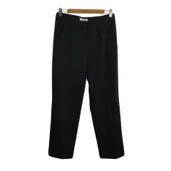 アクテ AKTE パンツ ストレート ロング タック 無地 1 黒 ブラック