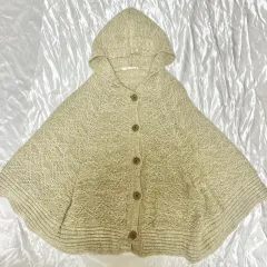 ヴィンテージ アイボリー フード ケーブル カーディガン