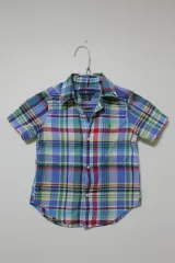 トゥイーン 半袖 ラルフローレル 男児 Yシャツ トレリス 柄 青 3T 勇気