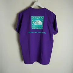 THE NORTH FACE ザ ノースフェイス S/S Bandana Square Logo Tee バンダナ スクエア ロゴ ティーTシャツ 半袖 NTW32446 紫 L 1260Q★4