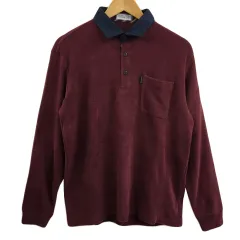 エレメントオブシンプルライフ element of SIMPLE LIFE ポロシャツ ニット 無地 リブ 長袖 L 赤 紺 レッド ネイビー