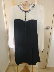 ably(エイブリー) 黒 アンド 白 シースルー ロング ワンピース