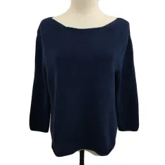 シンゾーン Shinzone セーター ニット ラウンドネック プルオーバー リブ 無地 長袖 F0 紺 ネイビー