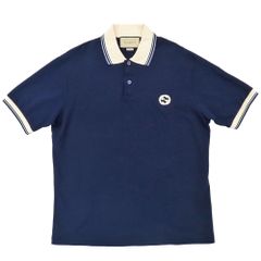 GUCCI☆インターロッキングG ストライプ ポロシャツ☆グッチ ダーク