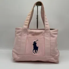 BN8187□ポロラルフローレン キャンバス トートバッグ ピンク系 ポニー刺繍 マグネットボタン開閉
