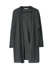 L KHALITA ノーボタン カーディガン ロング丈 グレー